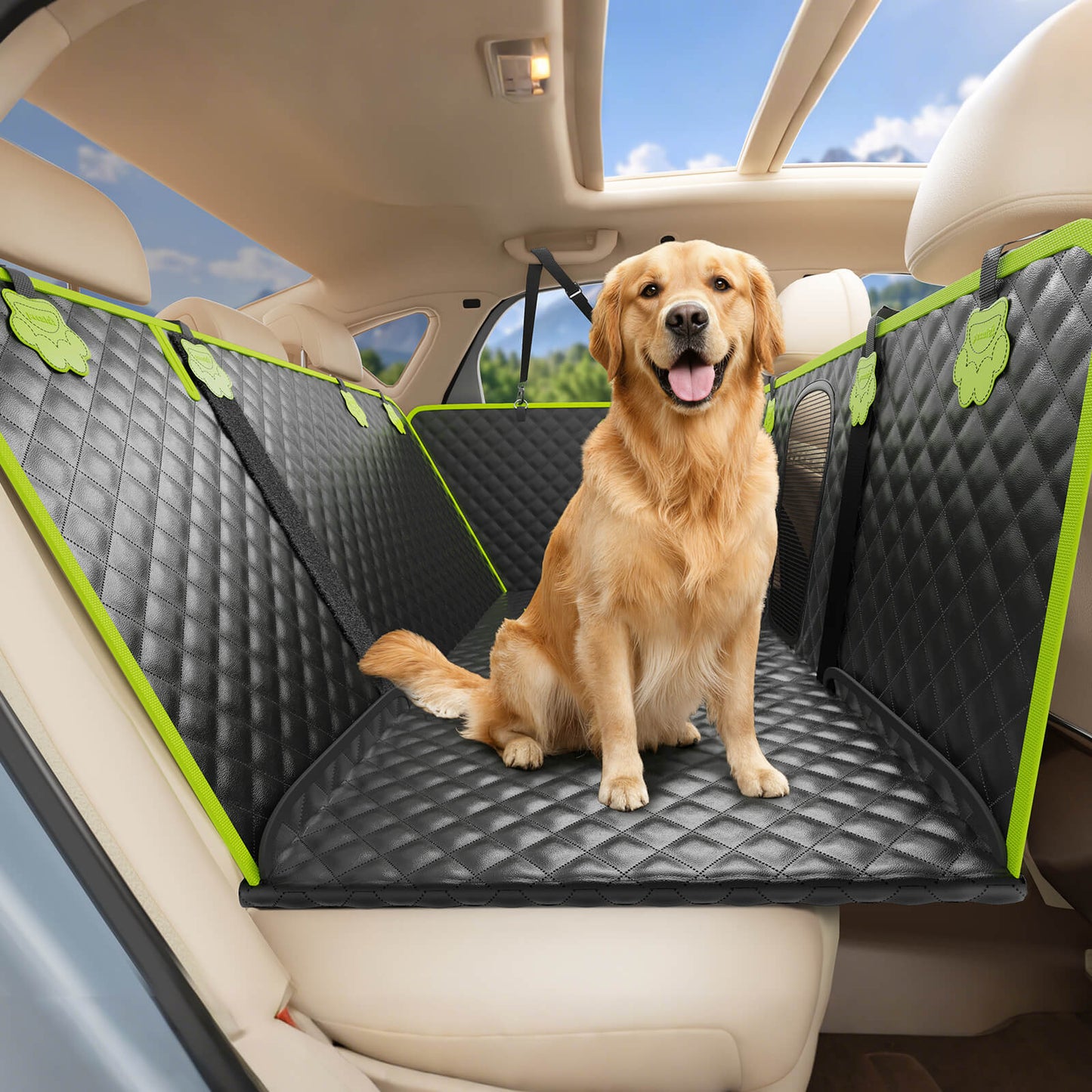2-in-1 Dog Car Seat Cover for Back Seat Transform to Passenger Mode