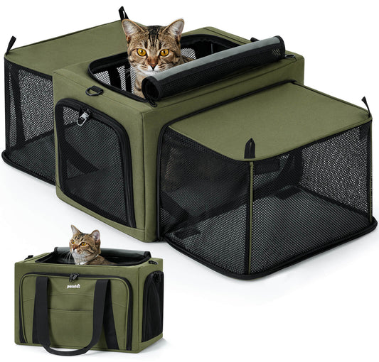 Dual Expandable Cat Carrier Bag with Stable Structure Breathable Pet Handbag
