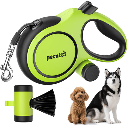 8m/26ft Dog Lead Retractable Dog Leash with Poo Bag Holder