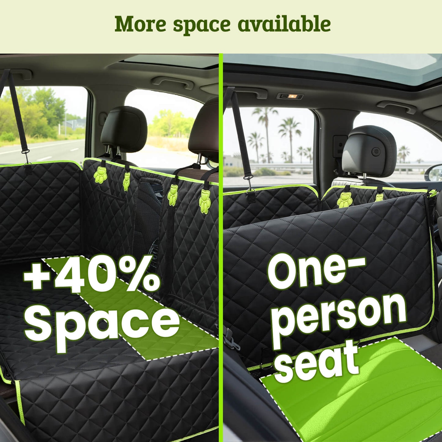 2-in-1 Dog Car Seat Cover for Back Seat Transform to Passenger Mode