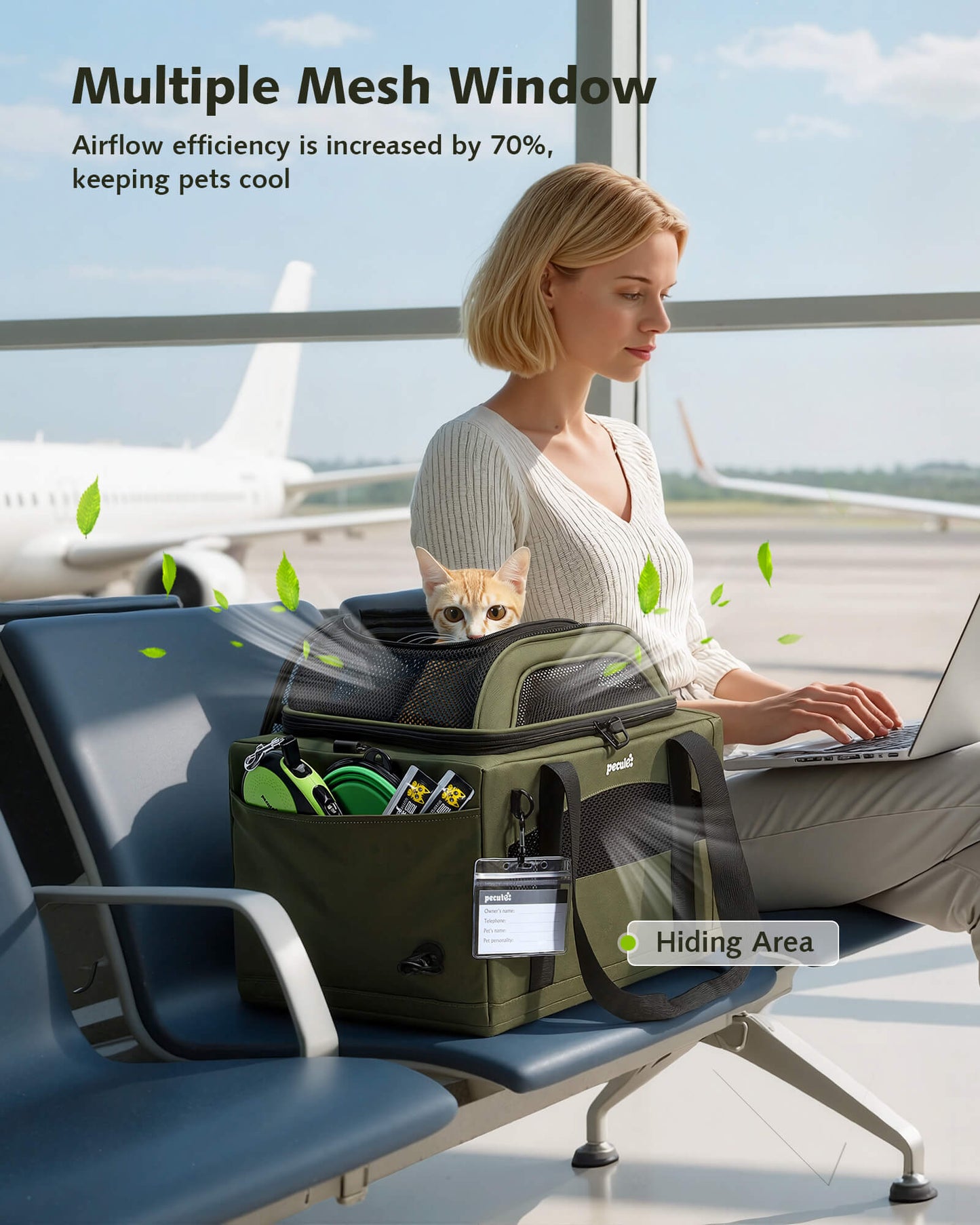 Airline Approved Expandable Pet Carrier Dog Cat Carrier with Leakproof Pee Pad