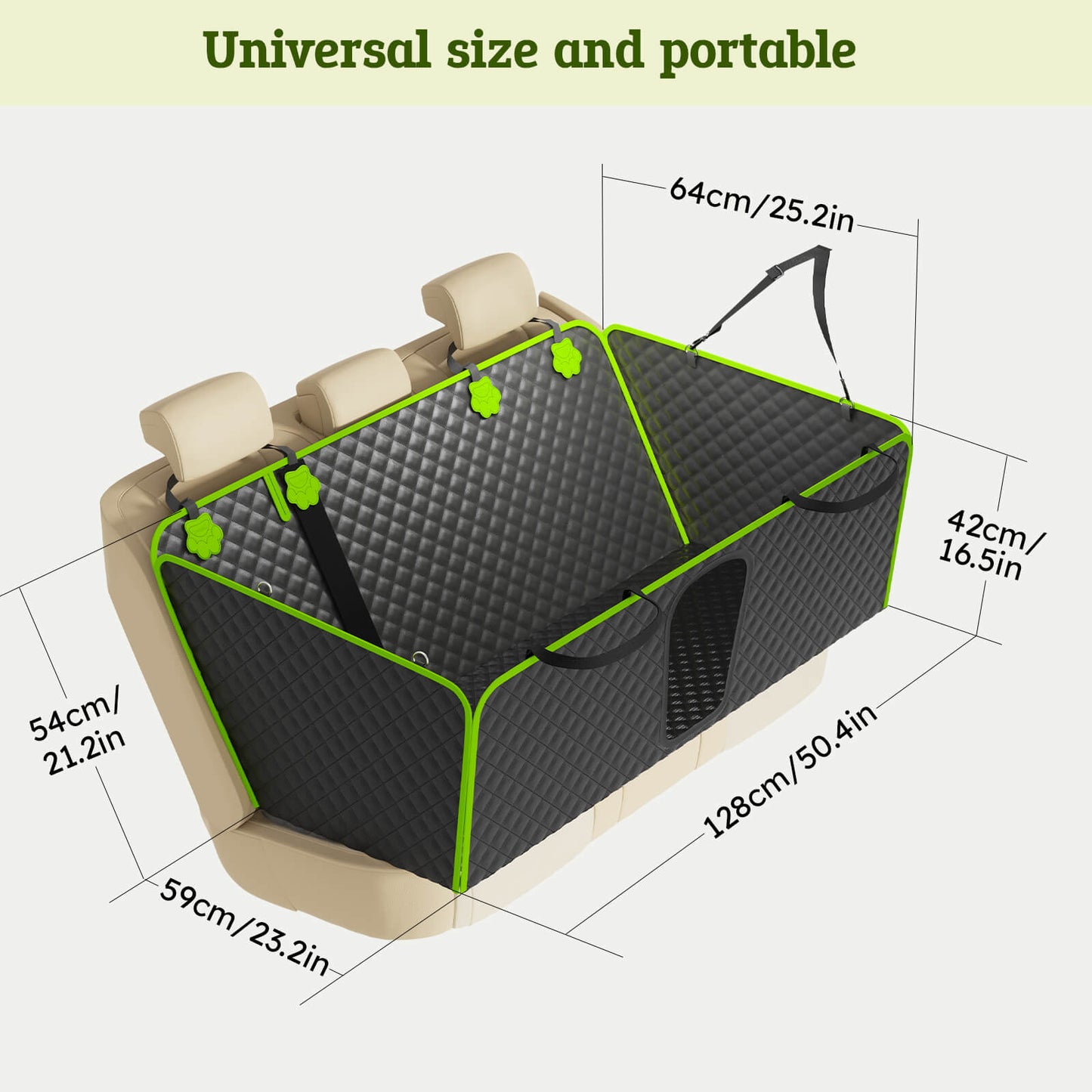 2-in-1 Dog Car Seat Cover for Back Seat Transform to Passenger Mode