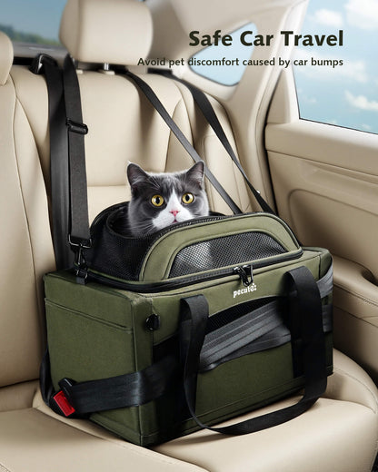 Airline Approved Expandable Pet Carrier Dog Cat Carrier with Leakproof Pee Pad