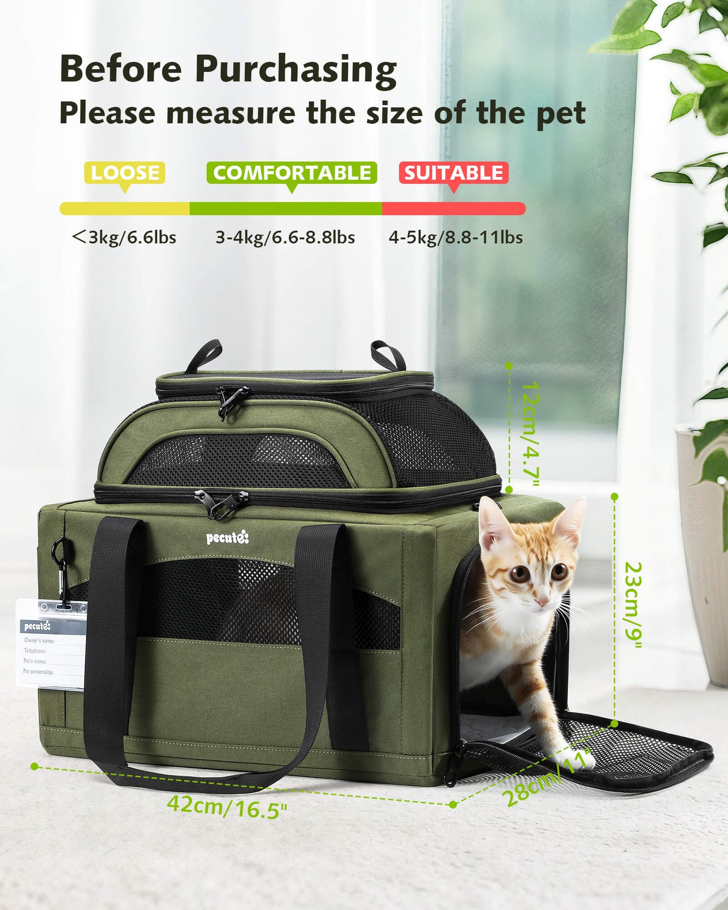 Airline Approved Expandable Pet Carrier Dog Cat Carrier with Leakproof Pee Pad