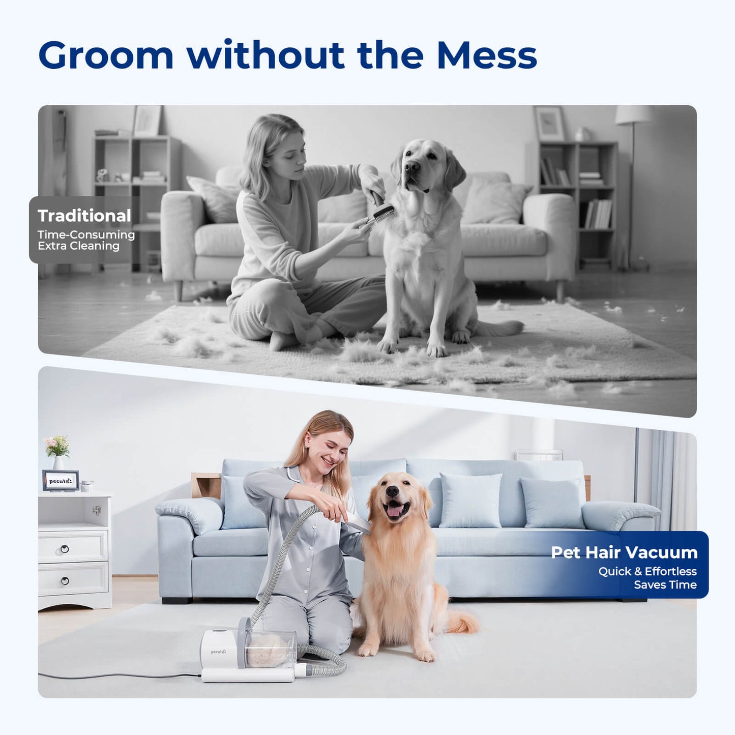 4-in-1 Pet Grooming Vacuum Kit with Clipper Brush
