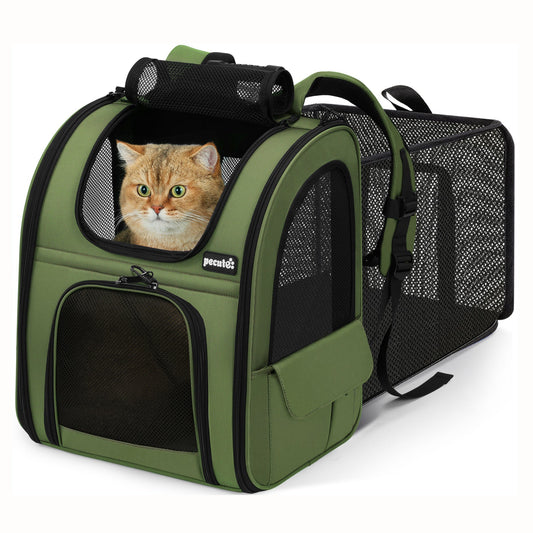 Expandable Breathable Mesh Cat Backpack Carrier (Green)