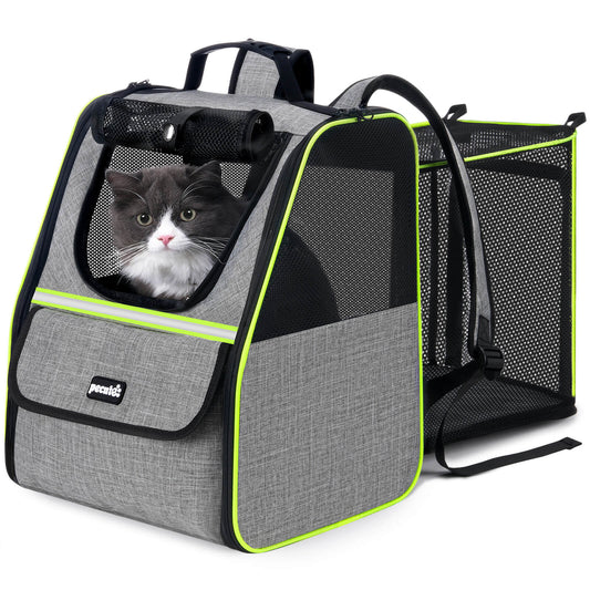 Expandable Cat Carrier Backpack Pet Carrier with Ventilated Mesh for Cats Dogs up to 11 lbs