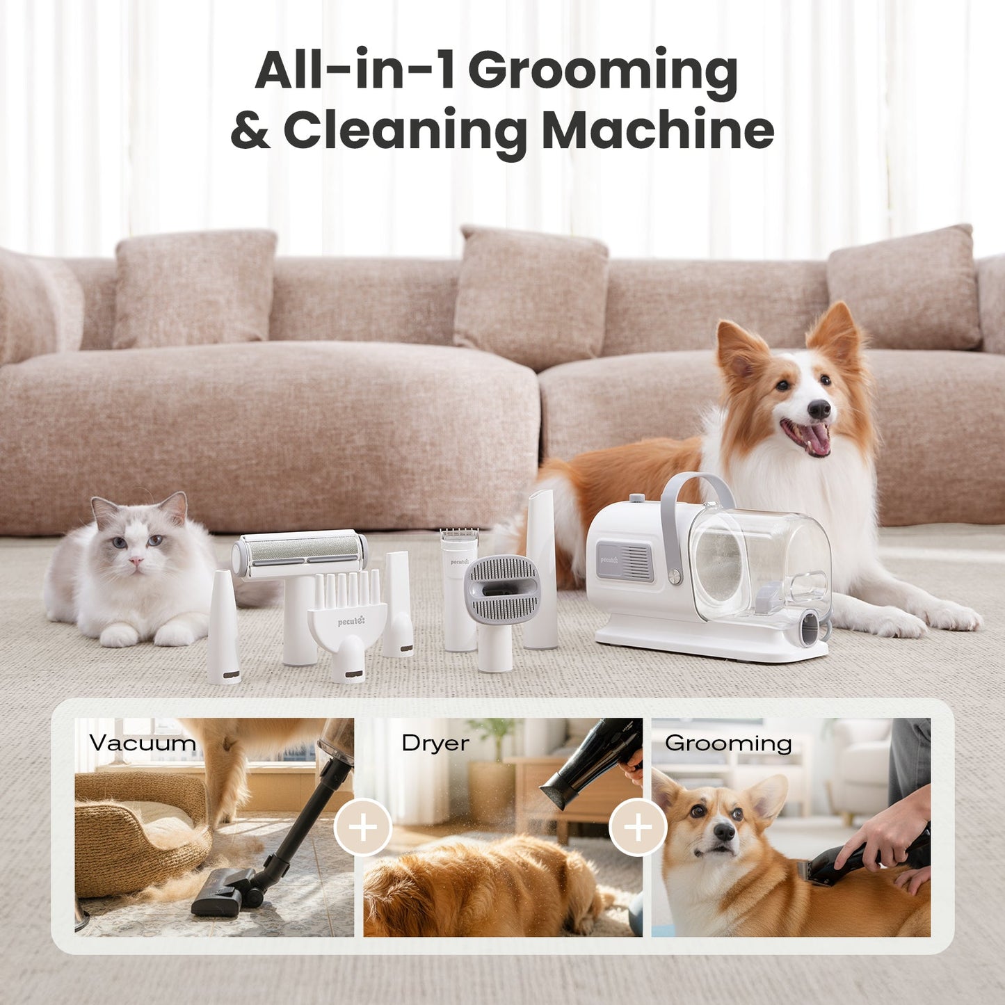 7-in-1 Dog Grooming Vacuum&Dryer for Shedding Grooming
