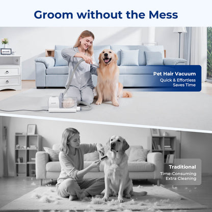 4-in-1 Pet Grooming Vacuum Kit with Clipper Brush