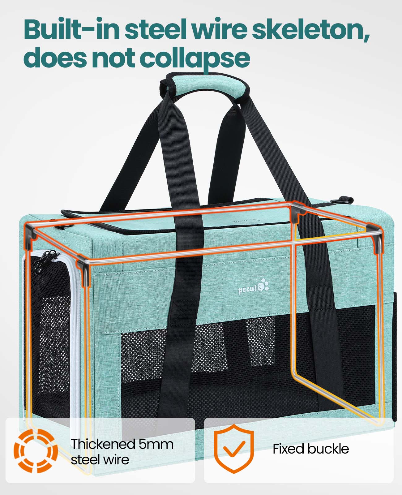 Airline Approved Cat Carrier Handbag Extra Stable Built-in Frame