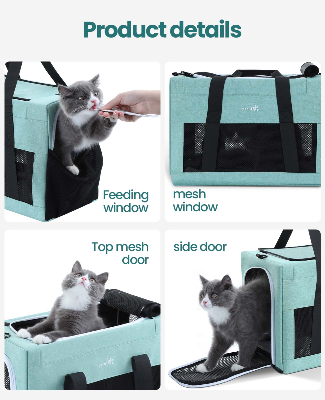 Airline Approved Cat Carrier Handbag Extra Stable Built-in Frame