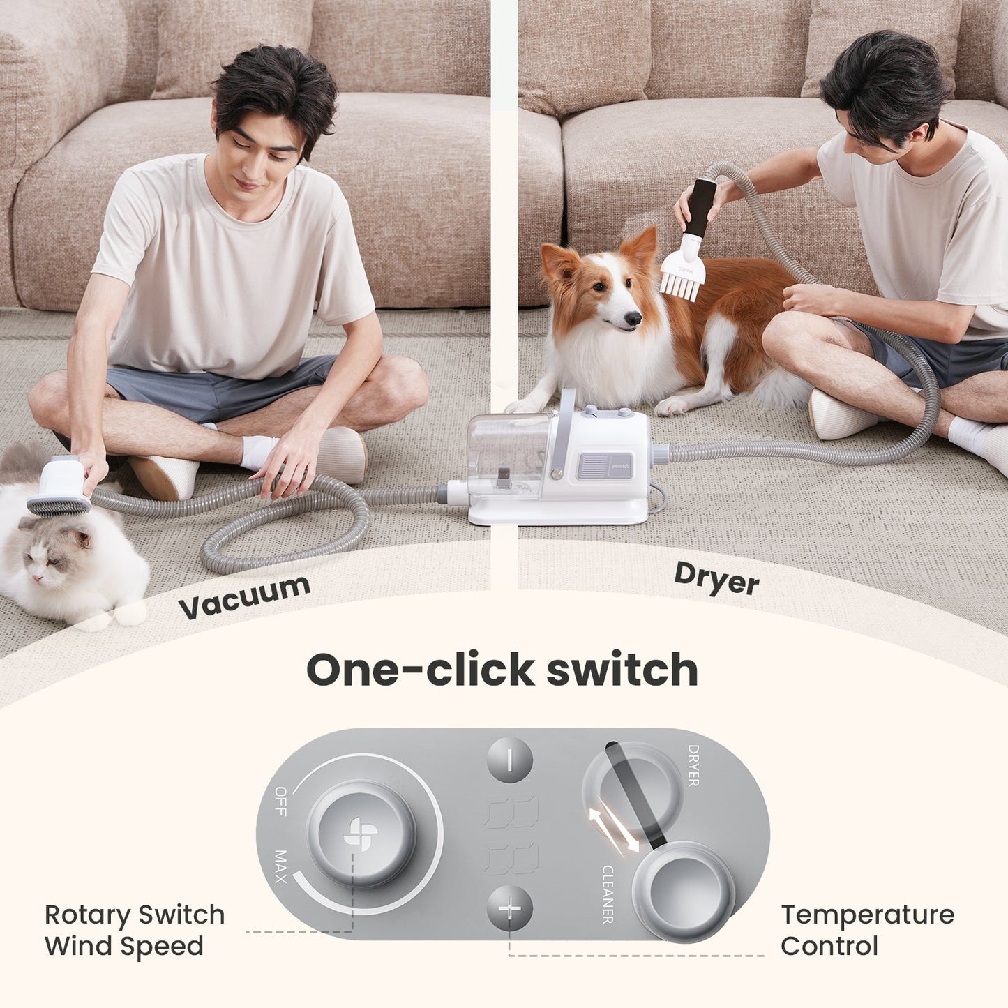 7-in-1 Dog Grooming Vacuum&Dryer for Shedding Grooming