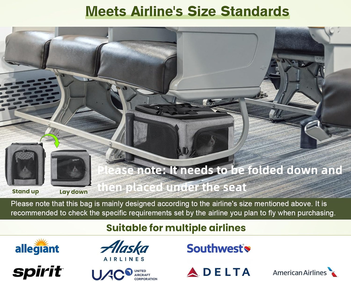 Airline Approved Cat Carrier Expandable Pet Carrier up to 5kg/12lbs