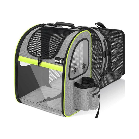 Portable Breathable Rucksack Expandable Cat Carrier Dog Backpack（Grey）