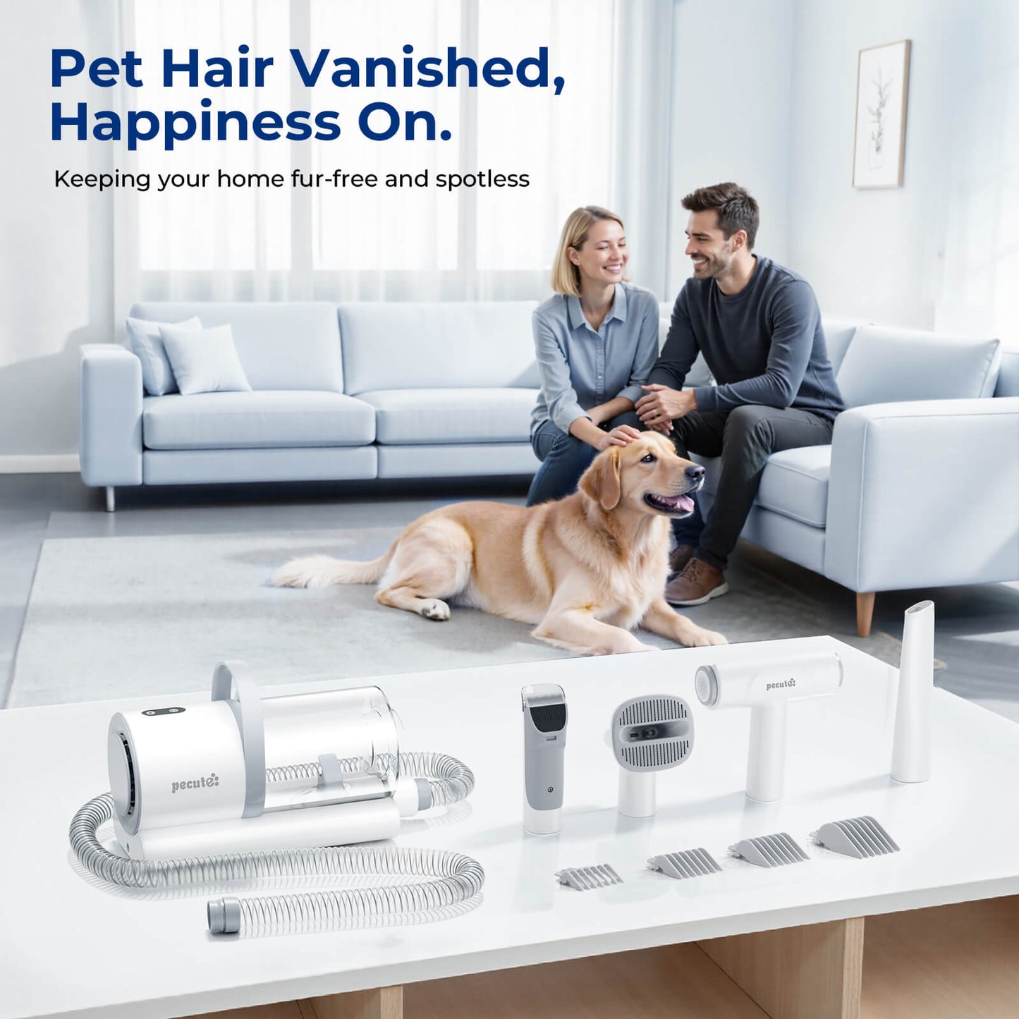4-in-1 Pet Grooming Vacuum Kit with Clipper Brush