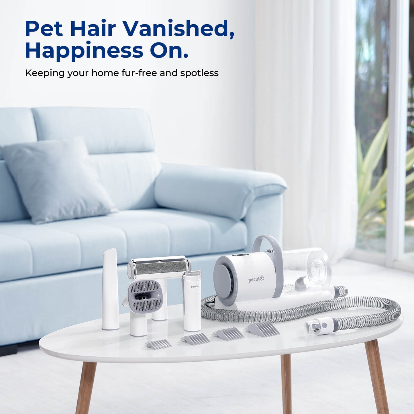 4-in-1 Pet Grooming Vacuum Kit with Clipper Brush