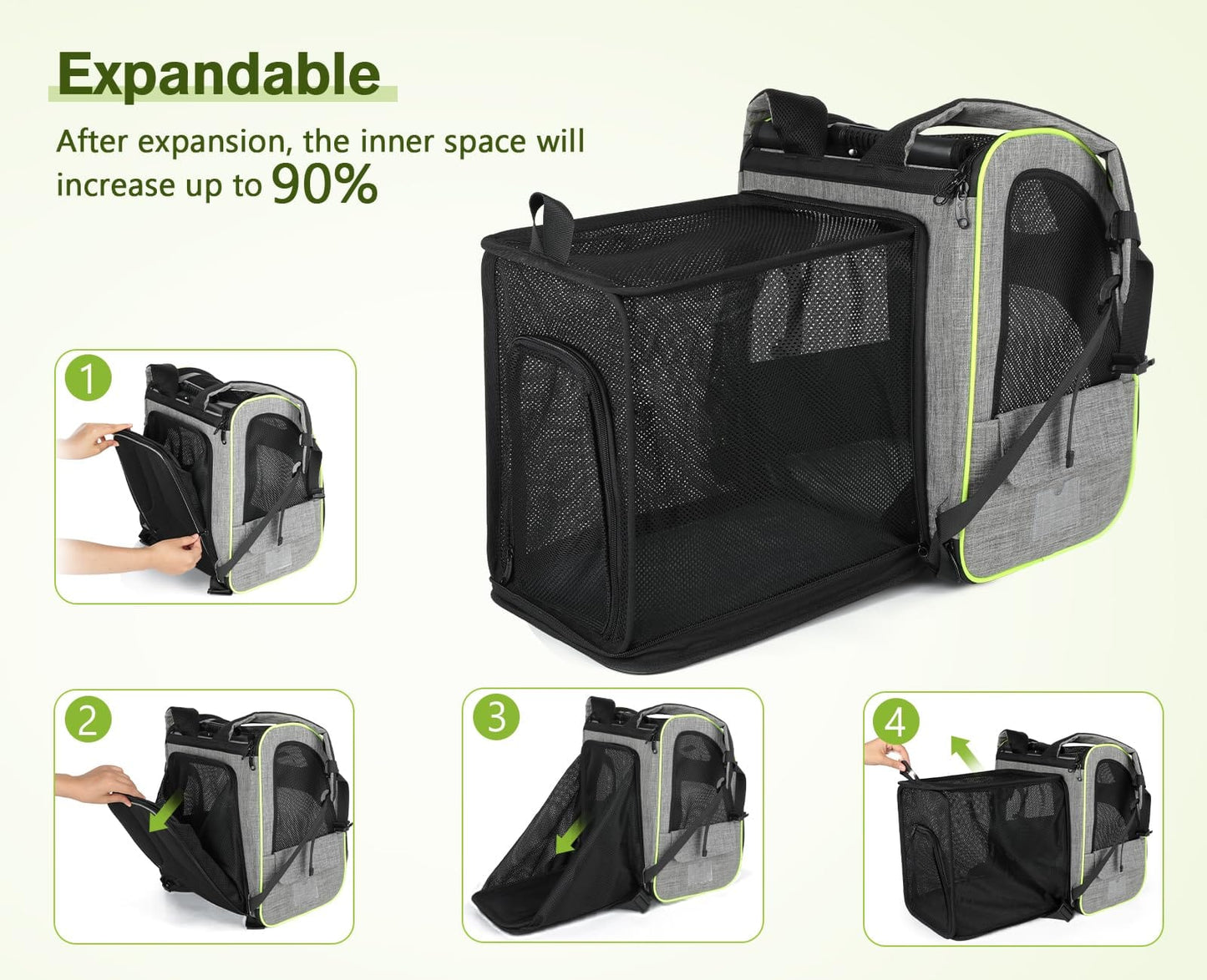 Pet Carrier Backpack Expandable Portable with Curtain