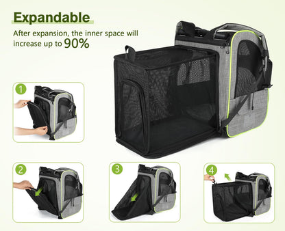 Pet Carrier Backpack Expandable Portable with Curtain
