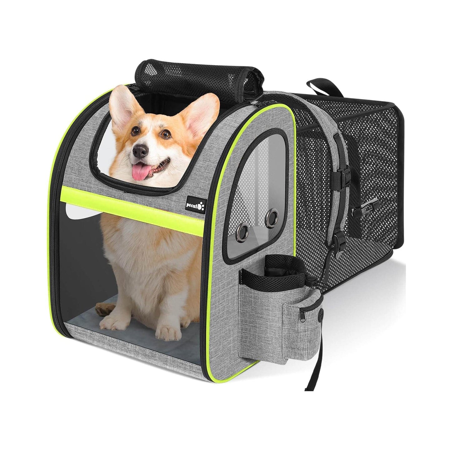Portable Breathable Rucksack Expandable Cat Carrier Dog Backpack（Grey）