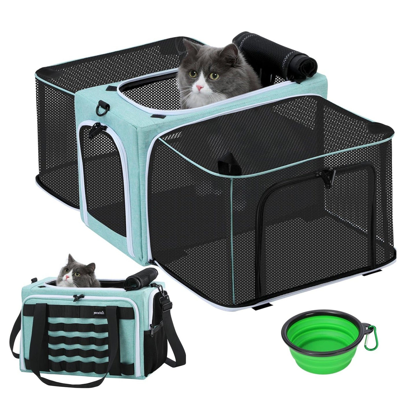 Airline Approved Cat Carrier Expandable Pet Carrier up to 5kg/12lbs