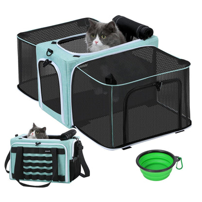 Airline Approved Cat Carrier Expandable Pet Carrier up to 5kg/12lbs
