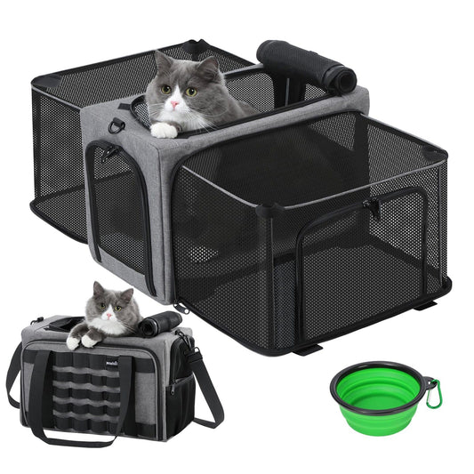 Airline Approved Cat Carrier Expandable Pet Carrier up to 5kg/12lbs