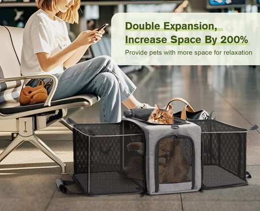 Airline Approved Cat Carrier Expandable Pet Carrier up to 5kg/12lbs