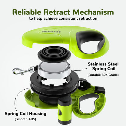 10m/32ft Retractable Dog Leash with Reflective Strips with  Poop Bag