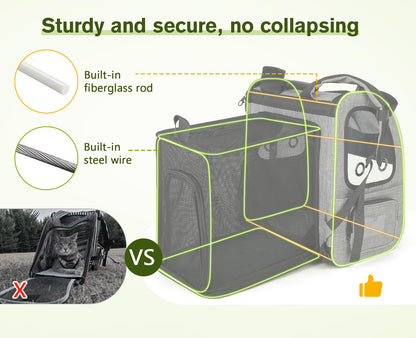 Portable Breathable Rucksack Expandable Cat Carrier Dog Backpack（Grey）