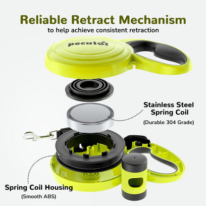 10m/32ft Retractable Dog Leash with Dog Waste Bag Holder