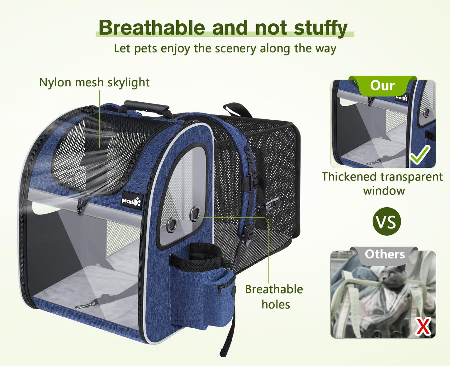 Portable Breathable Rucksack Pet Carrier Backpack