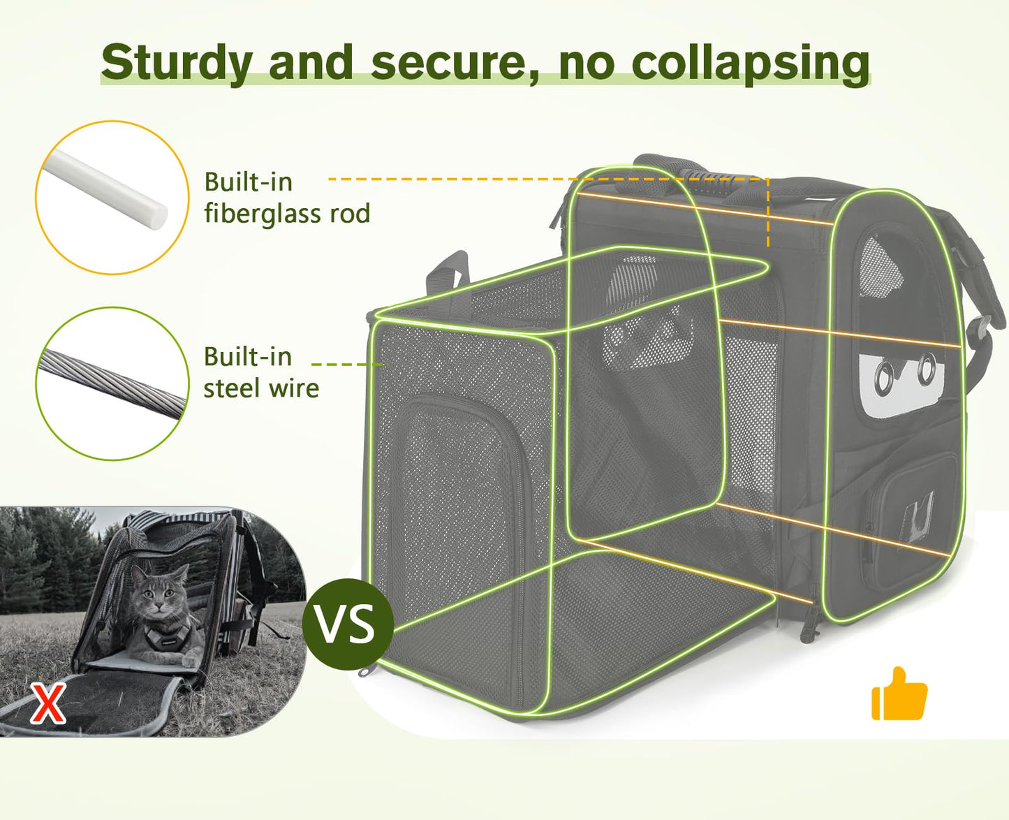 Expandable Portable Breathable Rucksack Cat Carrier Dog Backpack