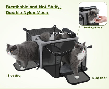 Airline Approved Cat Carrier Expandable Pet Carrier up to 5kg/12lbs