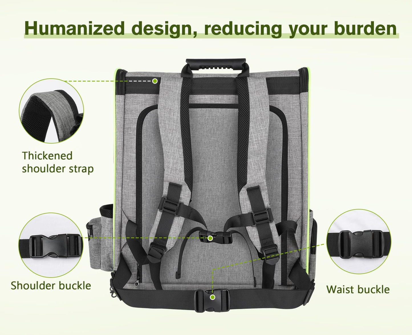 Portable Breathable Rucksack Expandable Cat Carrier Dog Backpack（Grey）