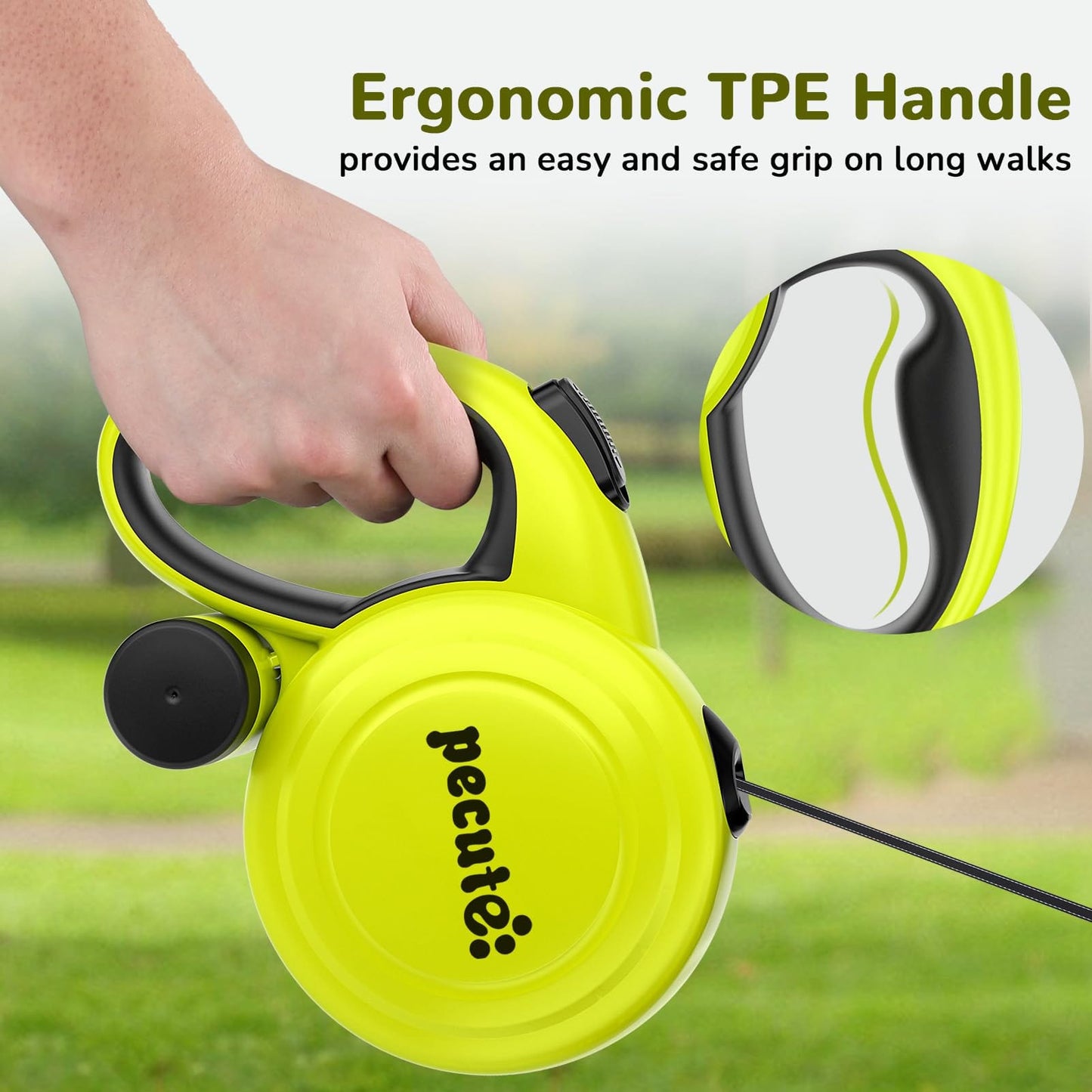 10m/32ft Retractable Dog Leash with Dog Waste Bag Holder