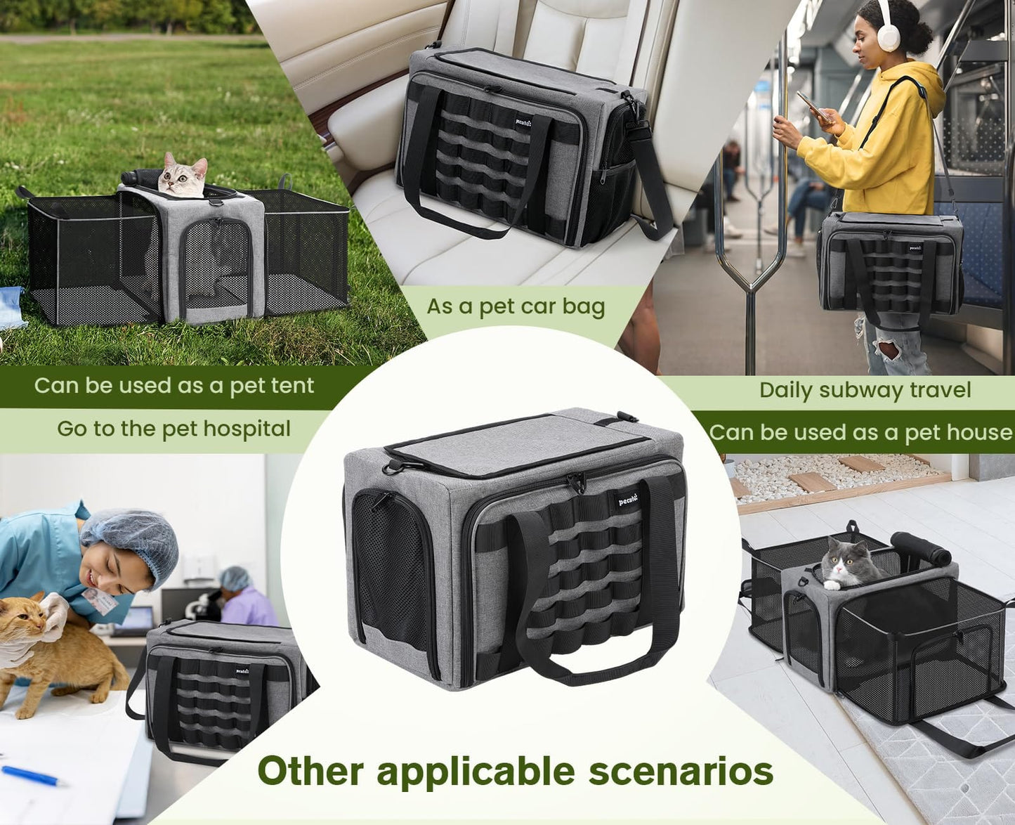 Airline Approved Cat Carrier Expandable Pet Carrier up to 5kg/12lbs