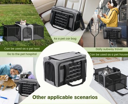 Airline Approved Cat Carrier Expandable Pet Carrier up to 5kg/12lbs