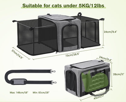 Airline Approved Cat Carrier Expandable Pet Carrier up to 5kg/12lbs